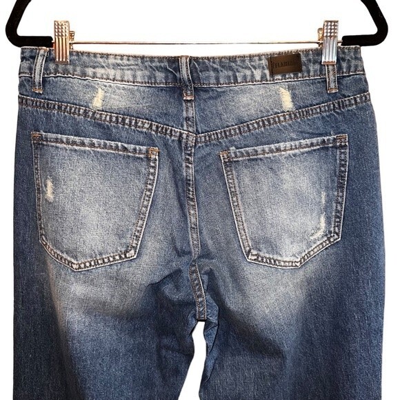Flamingo Jeans Womens L‎ Mid Rise Straight Leg Rigid Denim Destroyed NWOT - Picture 4 of 12